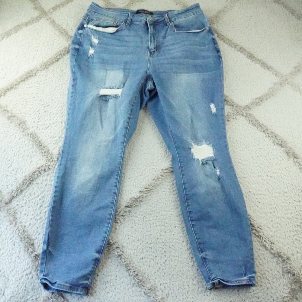 Judy Blue Skinny Fit Jeans Womens 18W Distressed Blue Denim